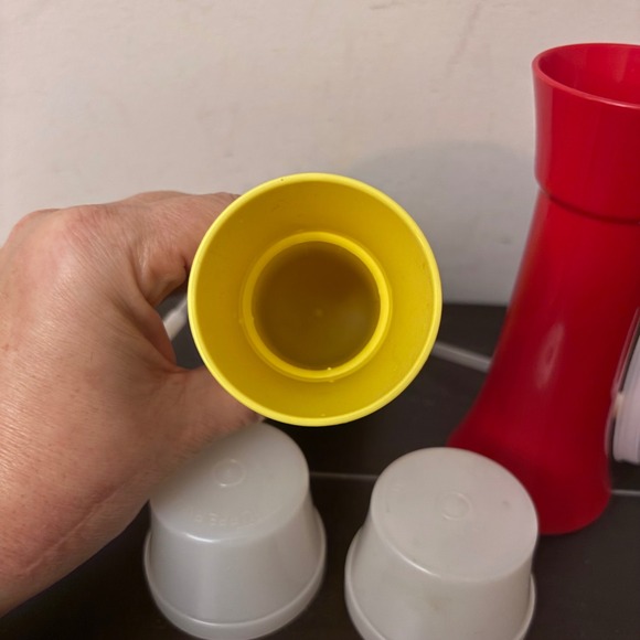 Vintage Tupperware | Ketchup & Mustard Pump Dispensers | Retro Condiment Set - Picture 9 of 11